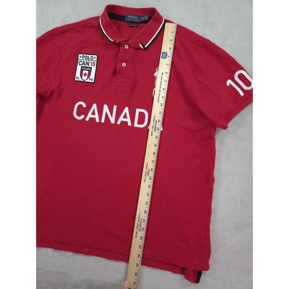 Polo Ralph Lauren Canada Shirt Red Mens 2XL XXL Big Pony Embroidered